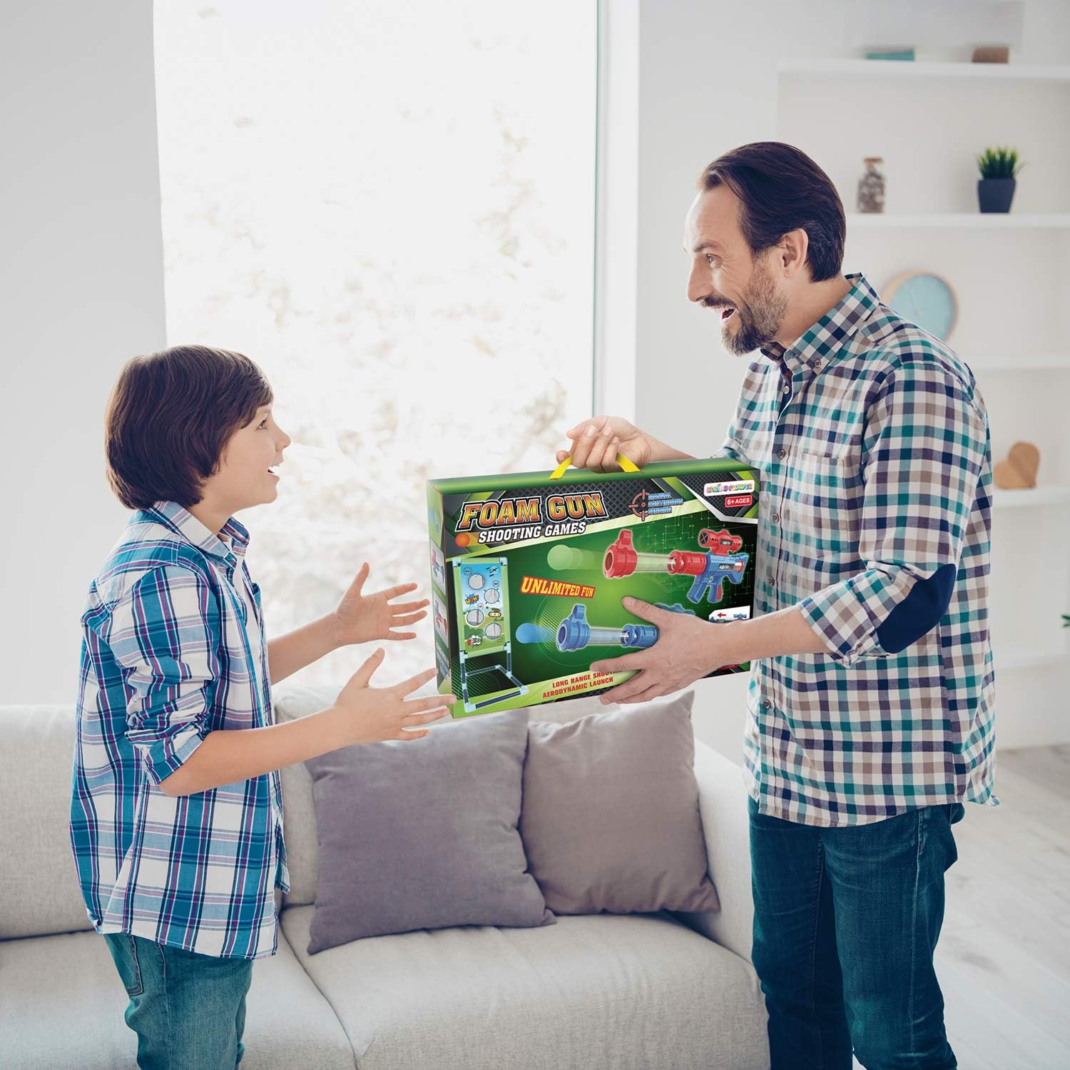 Shooting Game Toy for 5 6 7 8 9 10+ Years Olds Boys and Girls,2pk Foam Ball Popper Air Toy Guns with Standing Shooting Target, 24 Foam Balls, Indoor Activity Game for Kids, Compatible with Nerf Toys: Toys & Games