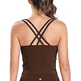 HeyNuts Zeal Bras Longline Ribbed Medium Support Sports Bras, Crisscross Back Tank Tops with Removable Pads A-D Cups