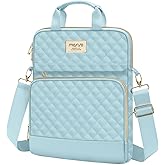 MOSISO 12.9 inch Tablet Sleeve Bag for iPad Pro 13 M4&iPad Air 13 M3 M2,iPad Pro 12.9 M2 M1 6/5,Surface Laptop Go 12.4,Galaxy Tab S8+/S9+ 12.4,Square Quilted Carrying Case with 2 Pockets, Ice Blue