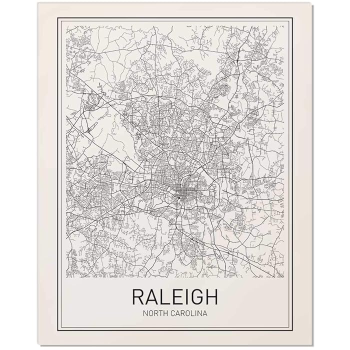 Buy Raleigh Poster, Map of Raleigh, Raleigh Map, City Map Posters