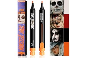Pudaier 4-IN-1 Face Painting Pen, Halloween Face Paint Maker For Skin, Washable Temporary Tattoo Marker Body Paint Pen, Essential 4 Colors Facepaint Kit, DIY Creativity Halloween Decorations.