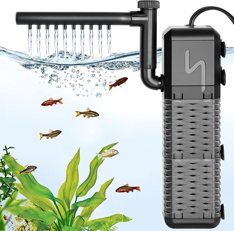 AQQA Internal Aquarium Filter 800L/h 9W Aeration Rainfall Up to 250L