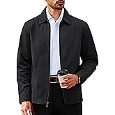 TACVASEN Men's Cotton Jacket Full Zip Up Work Jackets Turndown Collar Business Casual Windbreaker with 3 Pockets