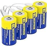 EEMB 1.5V Rechargeable D Batteries 5550mWh Lithium D Cell USB Type C Charging Cable LR20 Replacement Battery for Flashlight -