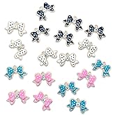 Meawaho 20PCS Polka Dot Bownot Alloy Charms, Colorful Enamel Pendants with Rhinestone, Pink Bownot Charms Pendants, Mini Bow Pendant Necklace Bracelet Earrings Jewelry Making DIY Crafts