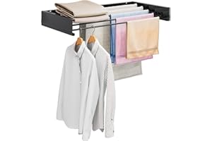 APEXCHASER Wall Mounted Clothes Drying Rack, Laundry Drying Rack Foldable, Towel Racks for Bathroom Balcony Laundry Shower Tub Wall Mount, Collapsible Drying Rack for Clothing, 31.5", Matt Black