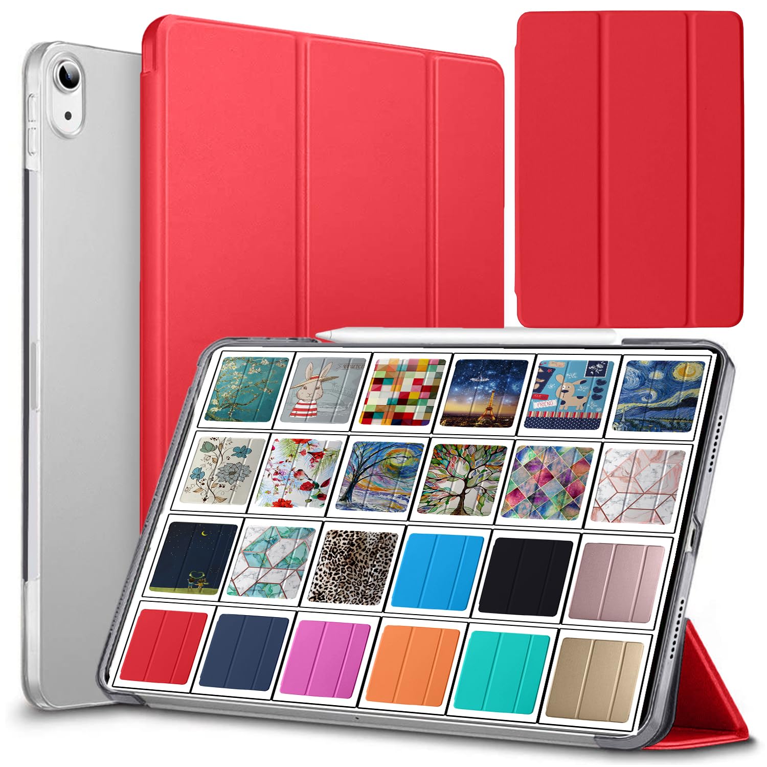 DuraSafe Cases for iPad mini 6 8.3 Inch 2021 [ Mini 6th Gen ] A2567 A2568 A2569 MK7M3B/A MLWL3B/A MK7R3B/A MK7P3B/A MK7T3B/A Trifold Hard Smart PC Translucent Back Cover - Red — image 1