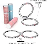 YTZJ Direct Rose Red Compact Makeup Mirror 2X Magnifying Folding Pocket Travel view 4