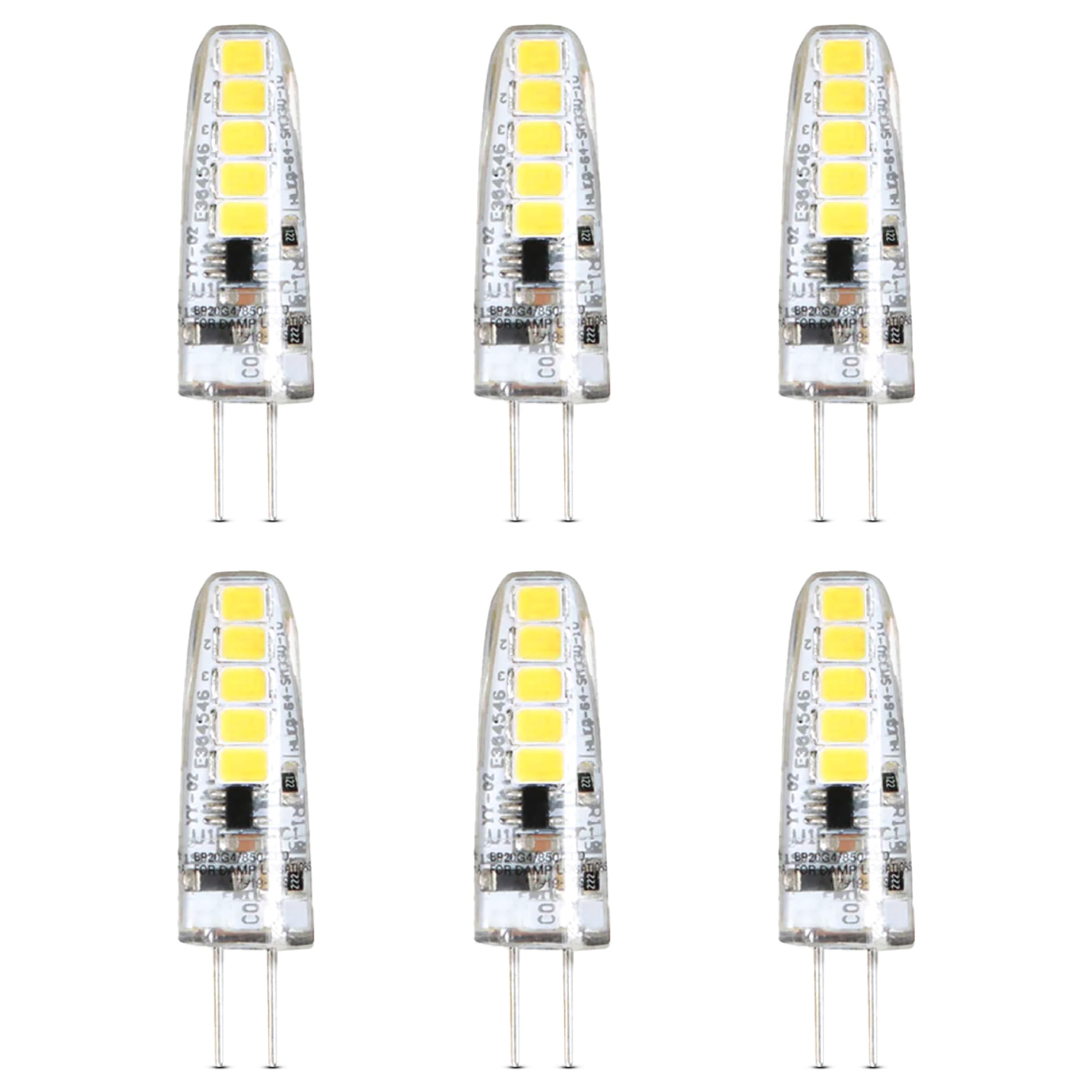 Photo 1 of Feit Electric G4 LED Bulb, Dimmable, 20W Equivalent, 12V, 5000K Daylight, 170 Lumens, 10,000 Hours, Halogen Bulb Replacement Capsule, BP20G4/850/LED/6, 6 Pack