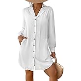 Bsubseach Swimsuit Coverup for Women Long Sleeve Bathing Suit Cover Up Blouse Button Down Shirt Dress Beach Vacation Clothes