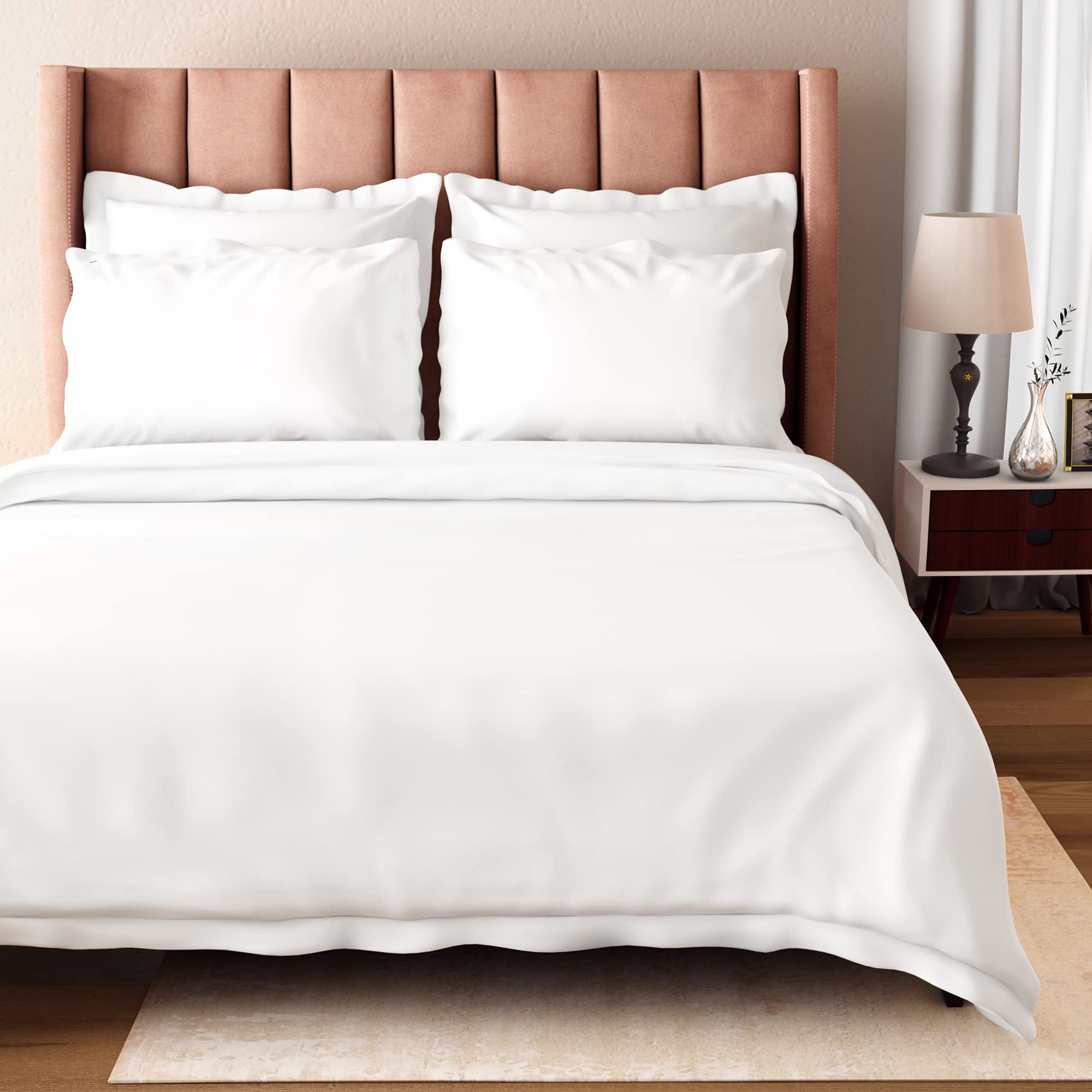 Photo 1 of BIOWEAVES 100% Organic Cotton Twin/Twin XL Duvet Cover Set, 2-Piece, 300 Thread Count Sateen Weave GOTS Certified Comforter Cover with Buttoned Closure and 1 Pillow Sham – White, 66x90 inches