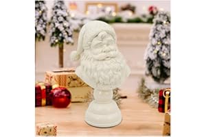 Santa Bust Christmas Tabletop Decoration, 2025 New White Santa Claus Head Statue Resin Figurine Christmas Home Decor Ornament