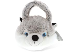 DolliBu Husky Plush Handbag - Super Soft Plush Stuffed Animal Purse for Children's Accessories, Kids Hand Bag Toy Purse, Pretend Play, Fluffy Dress Up Toy Purses For Girls & Boys
