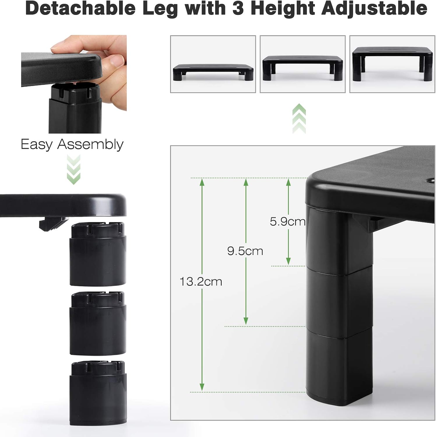 LORYERGO Monitor Stand for Desk, Height Adjustable With Drawer, Computer Riser With Cellphone Holder - Image 4