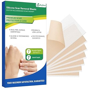 Maybeau Narbenentfernungsfolien Silikon 7 Stuck Wiederverwendbar Narbenentfernungspads Fur Operationen Verbrennungen Von Verletzungen Akne C Abschnitt Weiche Klebestreifen 13 X 5 3 Cm Amazon De Beauty