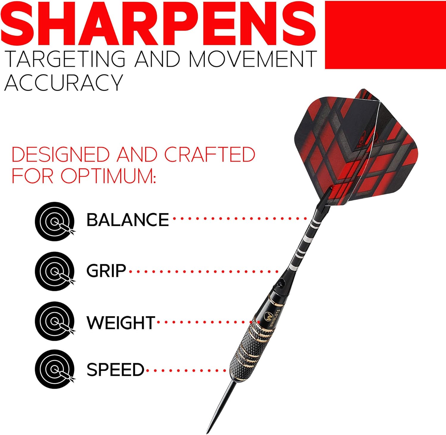 Whimlets Steel Tip Darts Set - Professional Darts Steel Tip for Dartboard with Brass Barrels and Extra Aluminum Shafts, O-Rings, Flights + Dart Tool and Sharpener + Gift Case : Sports & Outdoors