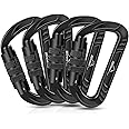BEIFENG Heavy Duty Lightweight Locking Carabiner Clips D Ring for Camping Hiking Outdoor Gym etc, Carabiner with Lock Small Carabiners for Dog Leash & Harness