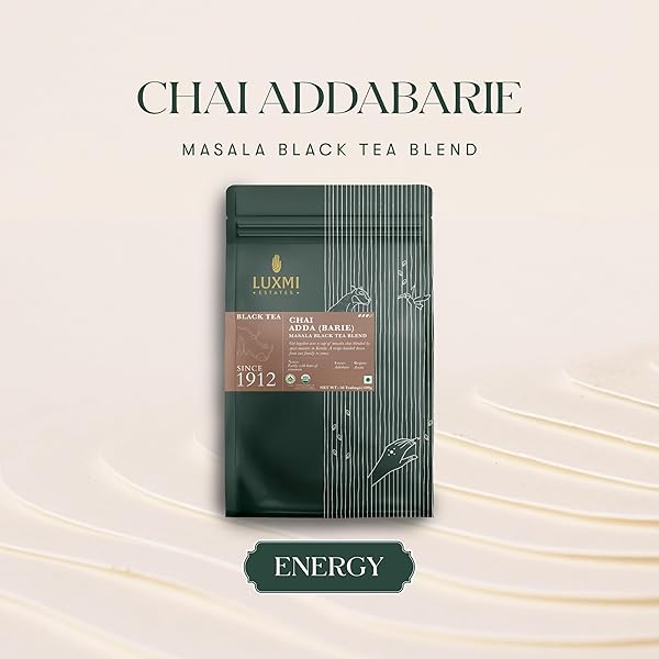 LUXMI ESTATES MASALA CHAI 50 TEA BAGS (100G) PACK | ADDA-BARI | CERTIFIED ORGANIC BLACK TEA | STRONG, ROBUST & AROMATIC MASALA | RESEALABLE, ZIPPER POUCH | BREW HOT, ICED & LATTE | INDIAN SPICE CHAI TEA | 50 CUPS BULK PACK