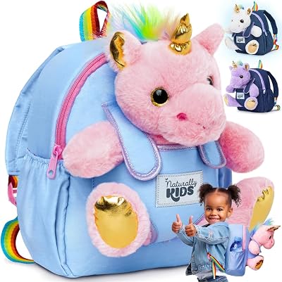 Naturally KIDS Pink Unicorn Backpack for Toddlers Girls Gift