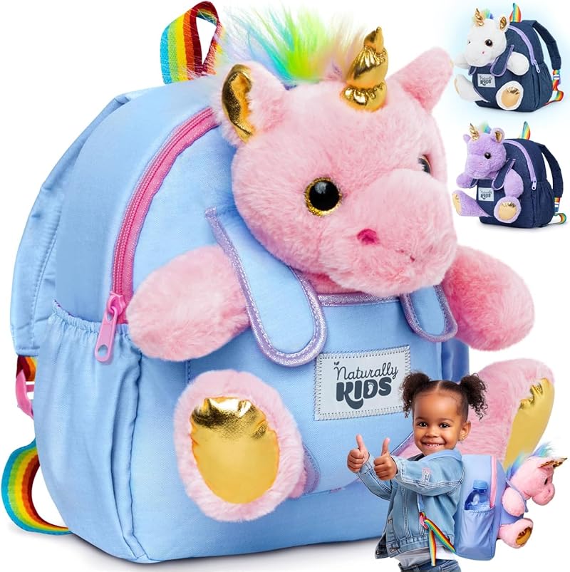 Naturally KIDS Pink Unicorn Backpack for Toddlers Girls Gift