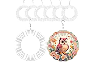 Leafcraft 8 Pack 8inch Sublimation Wind Spinner Blanks 3D Aluminum Metal Wind Sculpture Kinetic Spinners DIY Crafts for Yard 