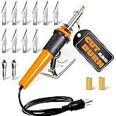 Hot Knife Plastic Cutter Tool Set; 30W Power Draw; 55 in Long Cable | Electric Hot Knife Cutting Tool for Plastic, Wood, and Foam; 10 Carbon Steel Blades, 2 Blade Holders, 1 Burning Tip Included
