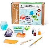 KiwiCo Crystal Geode Soap Making Kit for Kids Ages 7+ | DIY Craft Set Gift | Complete set includes beaker, clear soap base, molds, mixing sticks, mica powder, and liquid colors for creative projects