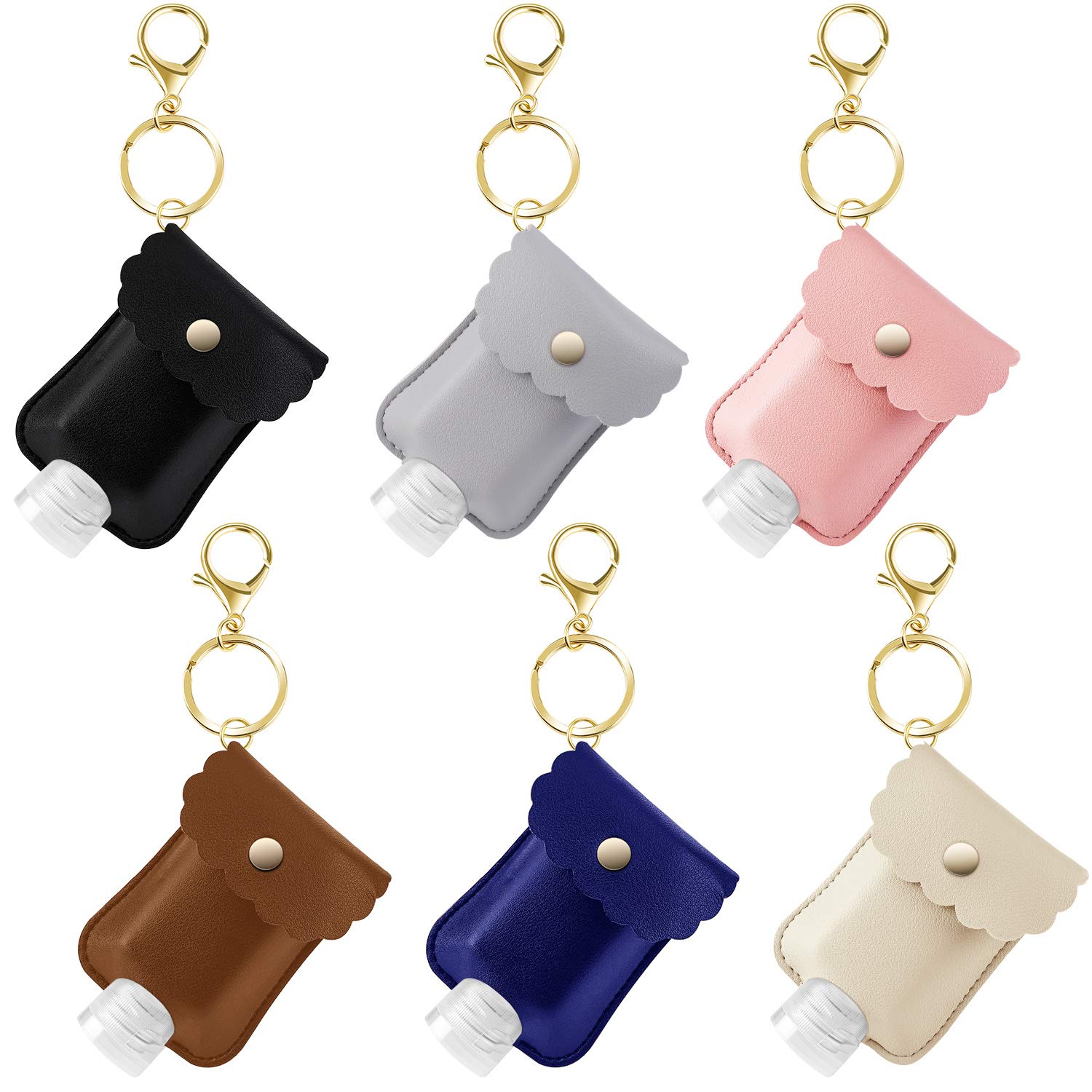 Elcoho 6 Pieces Travel Bottle Keychain Holders with 2