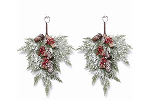 Caluself Christmas Swags for Decorating Outdoor,Christmas Wreath Simulation Flower Pine Cone Artificial Plant Wall Decor Restaurant Decorative Props Swag Decoration for Indoor Outdoor Wall Door