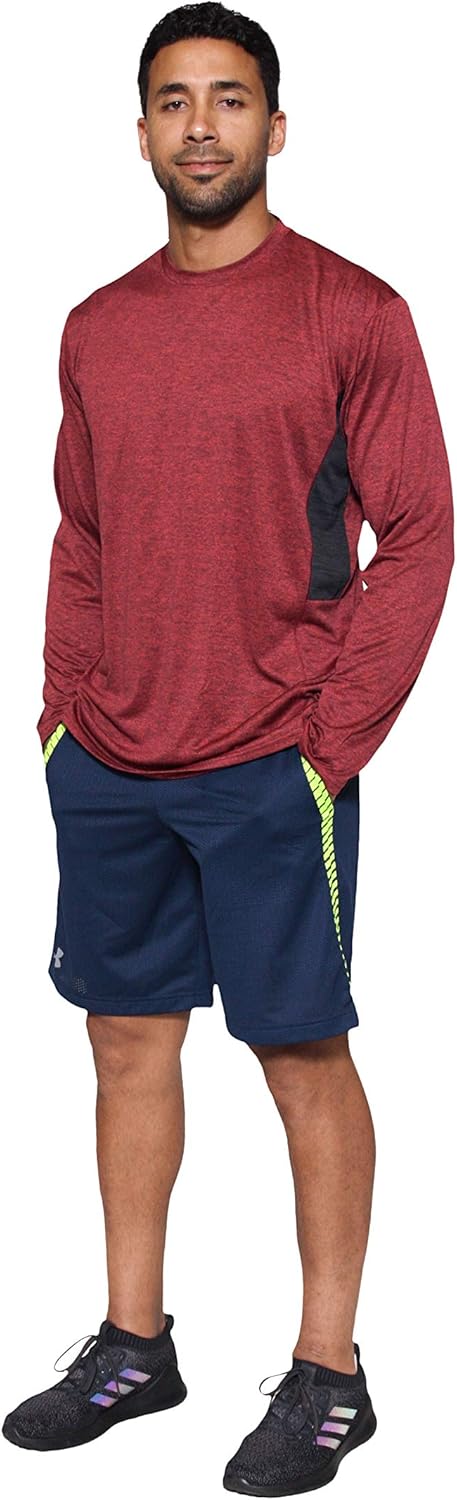 4 Pack: Men's Dry-Fit Moisture Wicking Performance Long Sleeve T-Shirt, UV Sun Protection Outdoor Active Athletic Crew Top at  Men’s Clothing store