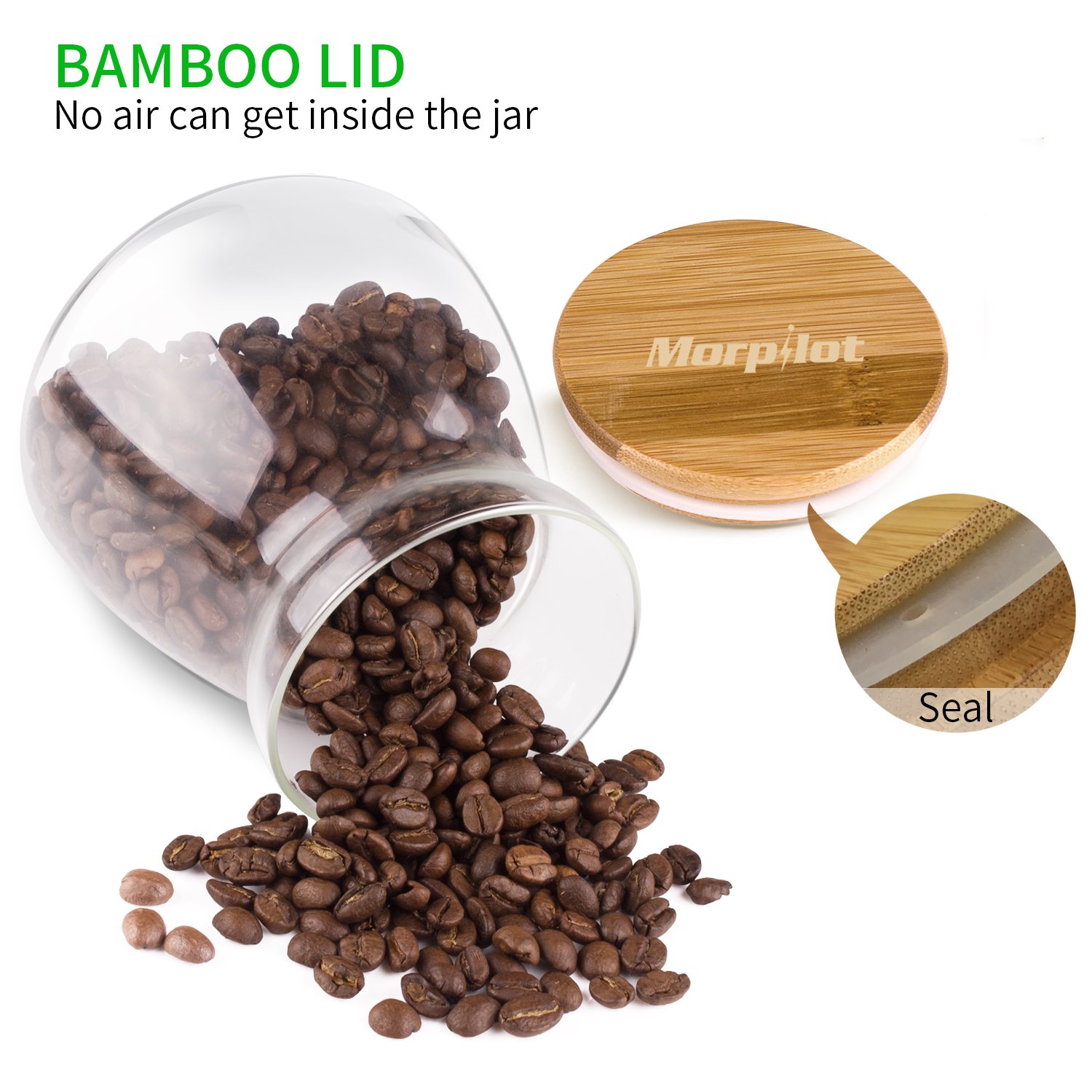 Morpilot Glass Storage Jars 700ml for Tea Coffee Sugar Biscuit Storage