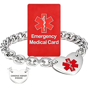DOMYUHAO Personalized Medical Alert Stainless Steel ID Bracelet for Men Women - Adjustable Engraved Medical Symbol Wristband,