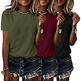 YITAN 3 Pack Womens Basic T Shirts 2026 Fashion Summer Spring Tops Short Sleeve Tees Comfy Casual Vacation Clothes