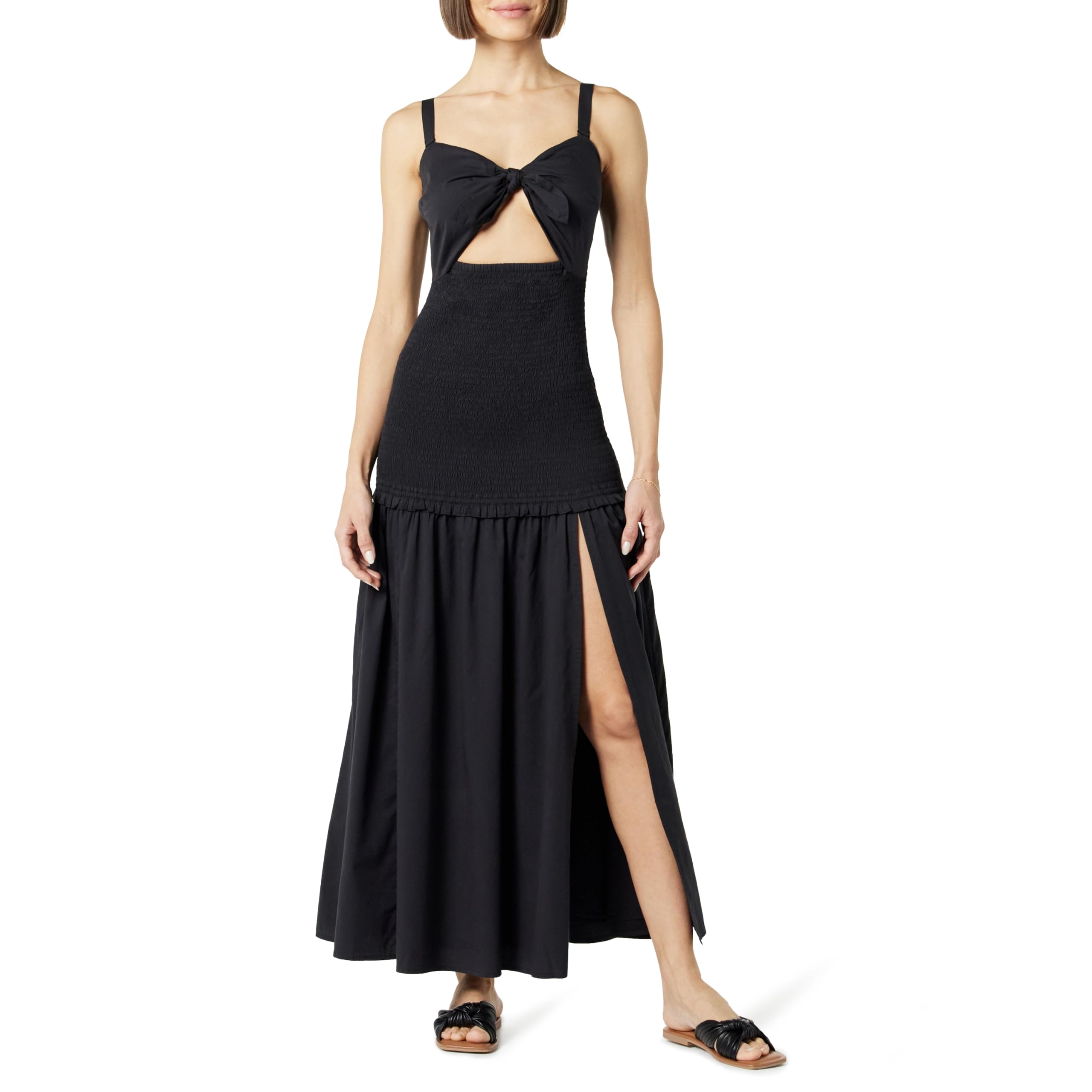 The Drop Women's Joyce Pinafore Mini Dress - Black, Square Neck, Regular Fit Woven Dress - View #4