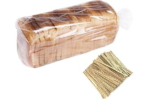 MOREPACK Bread Bags With Ties,100 Pieces 18x4x8 Inches Reusable Plastic Loaf Storage Bags for Homemade Bread Gift Giving