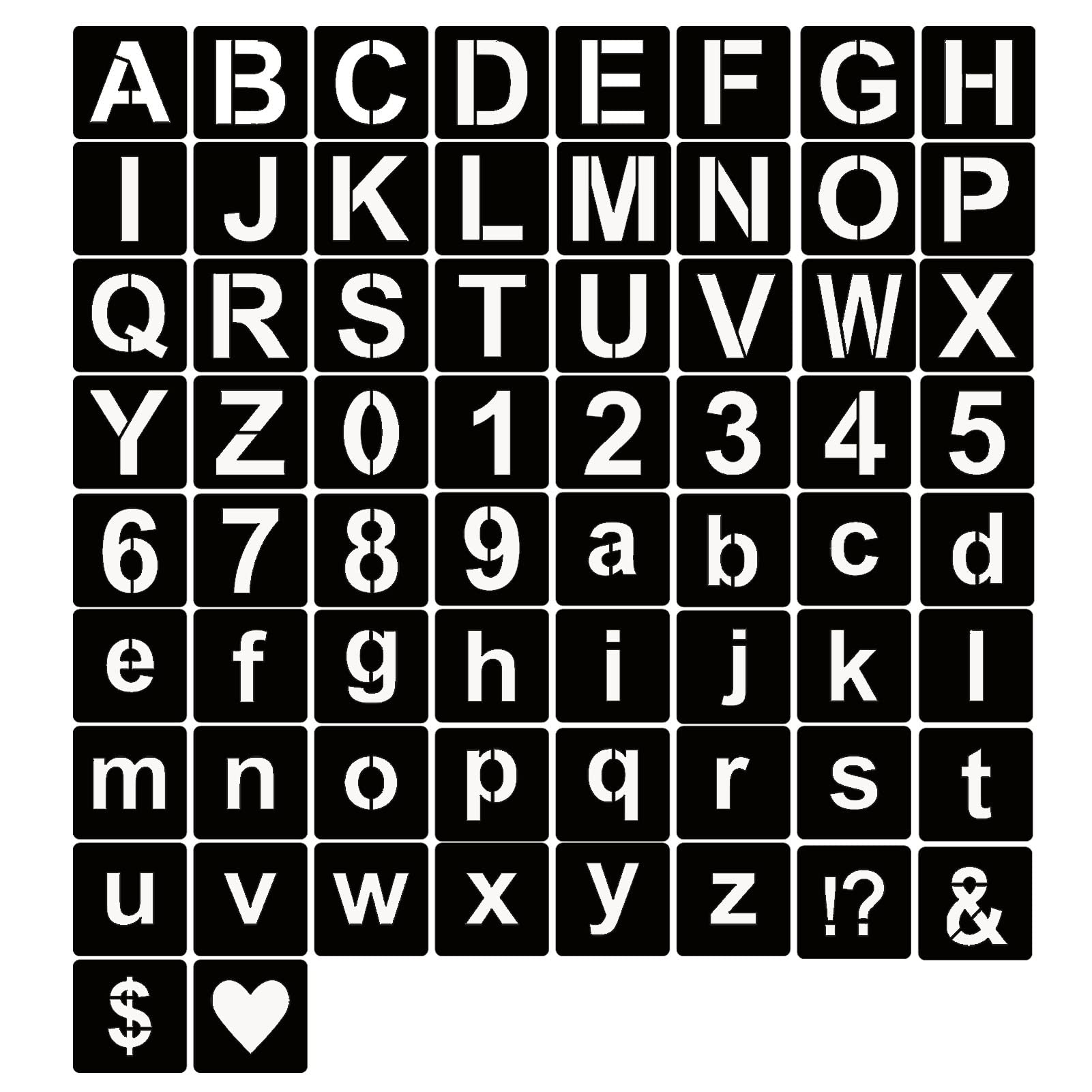 Photo 1 of YEAJON 1 Inch Letter Stencils Symbol Numbers Craft Stencils, 66 Pcs Reusable Plastic Alphabet Templates for Painting on Wood, Wall, Fabric, Rock, Glass, Signage