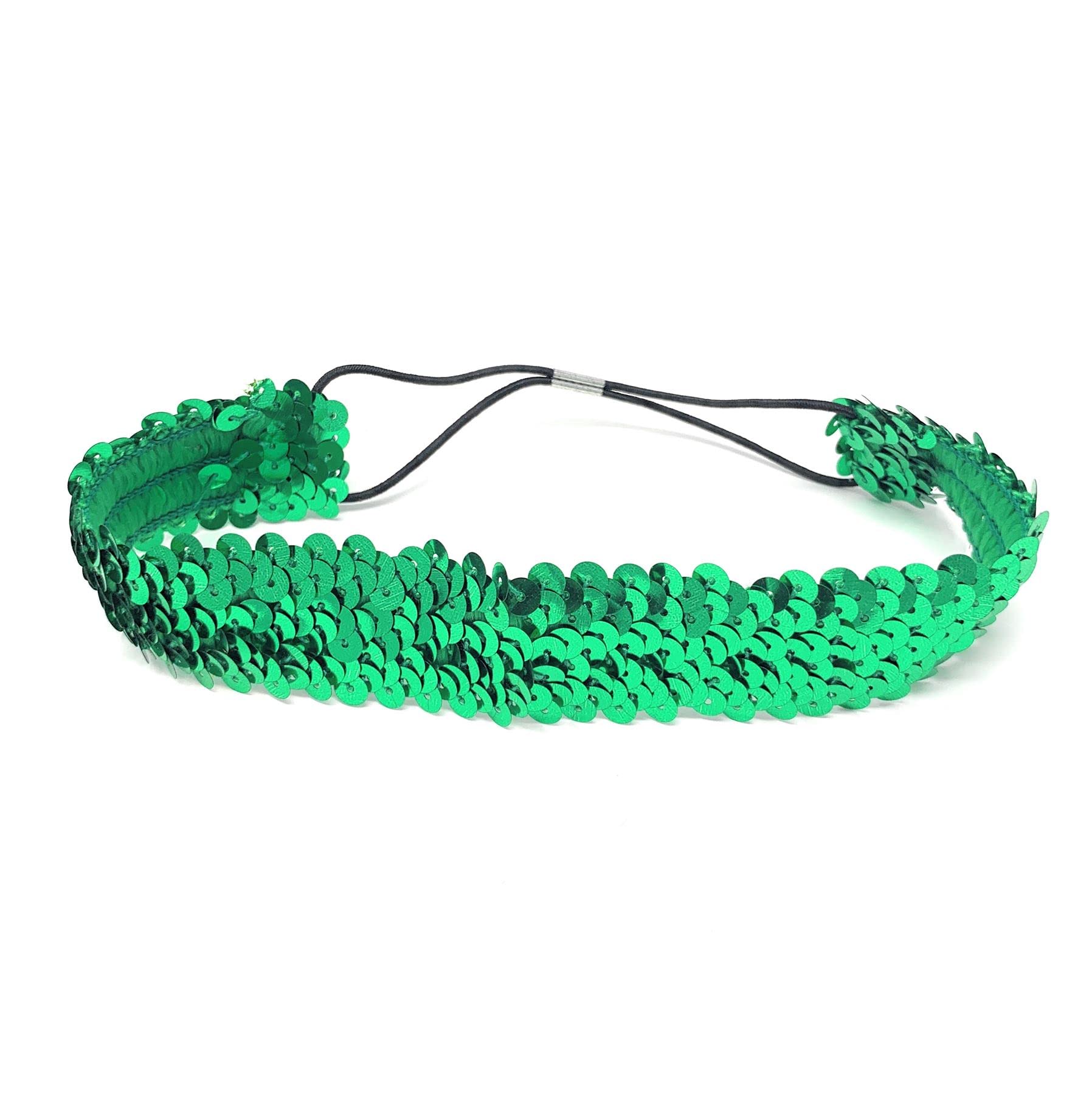 Green Womens Sequin Polyester Fancy Dress Headband 38 x 3cm