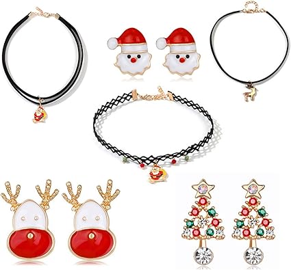 Regali Di Natale Per Giovani Coppie.Gkmamrg Regalo Di Natale Per Donne Ragazze 3 Coppie Di Orecchini Di Natale 3 Natale Da Donna Girocollo Regolabile Babbo Natale Orecchini Amazon It Gioielli