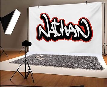 Amazon Com Nathan 5x3 Ft Vinyl Photo Backdrops Artistic Boys Name Graffito Wall Writing Design For Men Doodle Style Background For Selfie Birthday Party Pictures Photo Booth Shoot Camera Photo