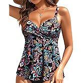 Women's Underwire Tankini Top Only- Twist V Neck Swimsuit Top Flowy Bathing Suit Top No Bottom 2025