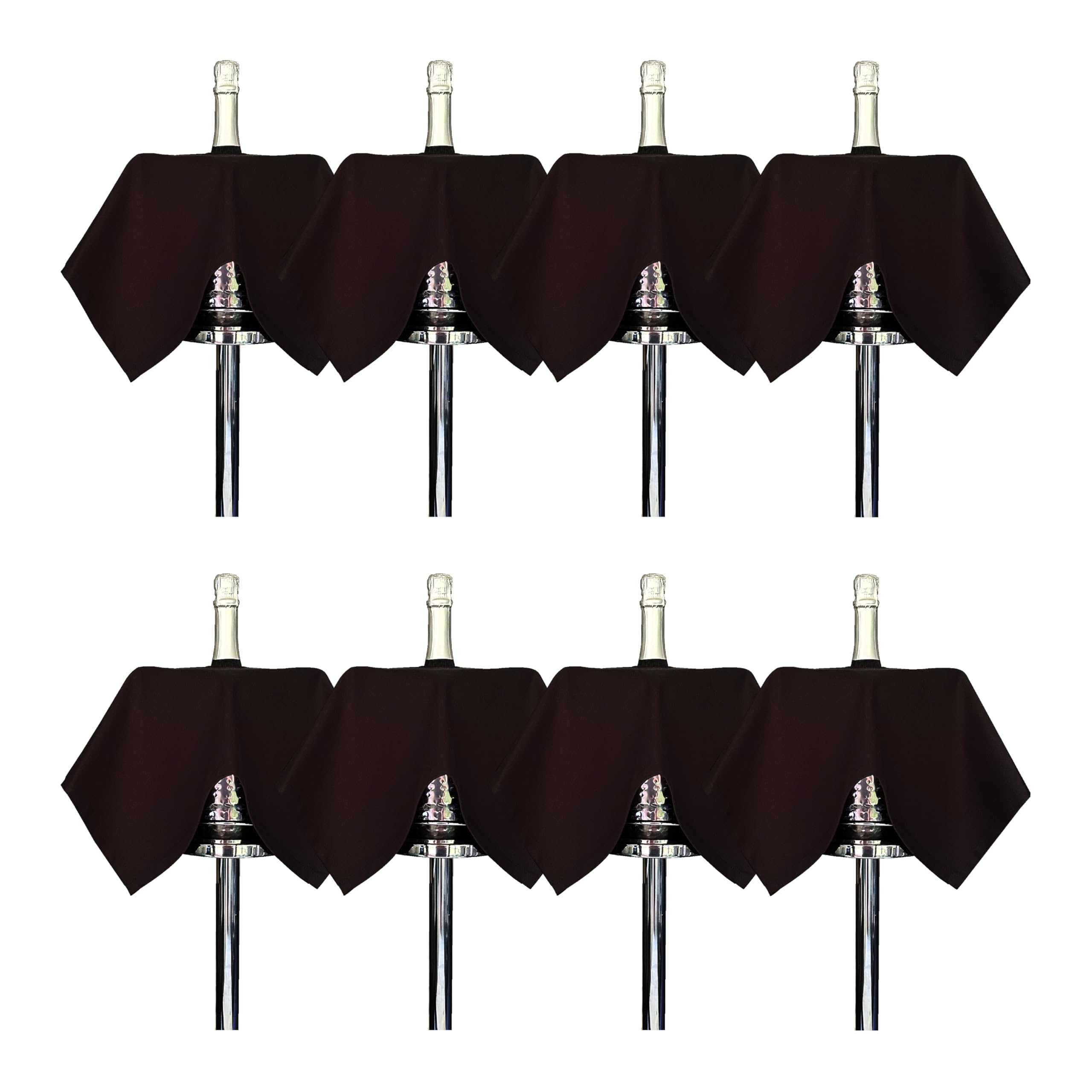 BottleCloths - Original Collection, Bottle Cloths for Ice Buckets, Cotton, 54 cm, Center Hole, Stitched Circle (Black, Pack of 8)