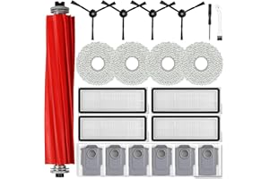 Accessories Kit for Roborock Qrevo S/Qrevo Pro Robot Vacuum Cleaner, 1 Main Brushes, 6 Dust Bags, 4 Side Brushes, 4 HEPA Filt