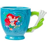 Silver Buffalo Disney Little Mermaid Ariel, 3D Sculpted Handle Mug, 20oz | Princess, Dinglehopper Fork Hair Brush, Ceramic, Coffee Cup, 0.59 Liters