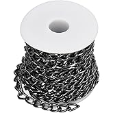 TOPINCN Aluminum Black Curb Chains Chain for Jewellery Making, Metal Craft Chain Link Chain Roll Supplies for Necklace Bracelet Craft 16.4 Feet