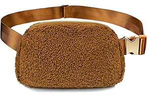VNVM Fleece Belt Bag for Women, Sherpa Crossbody Bag Fashionable Fanny Packs Waist Bag with Adjustable Strap Small Waist Pouch for Workout Running Travelling Hiking, Everywhere Belt Bag Gold Accessories