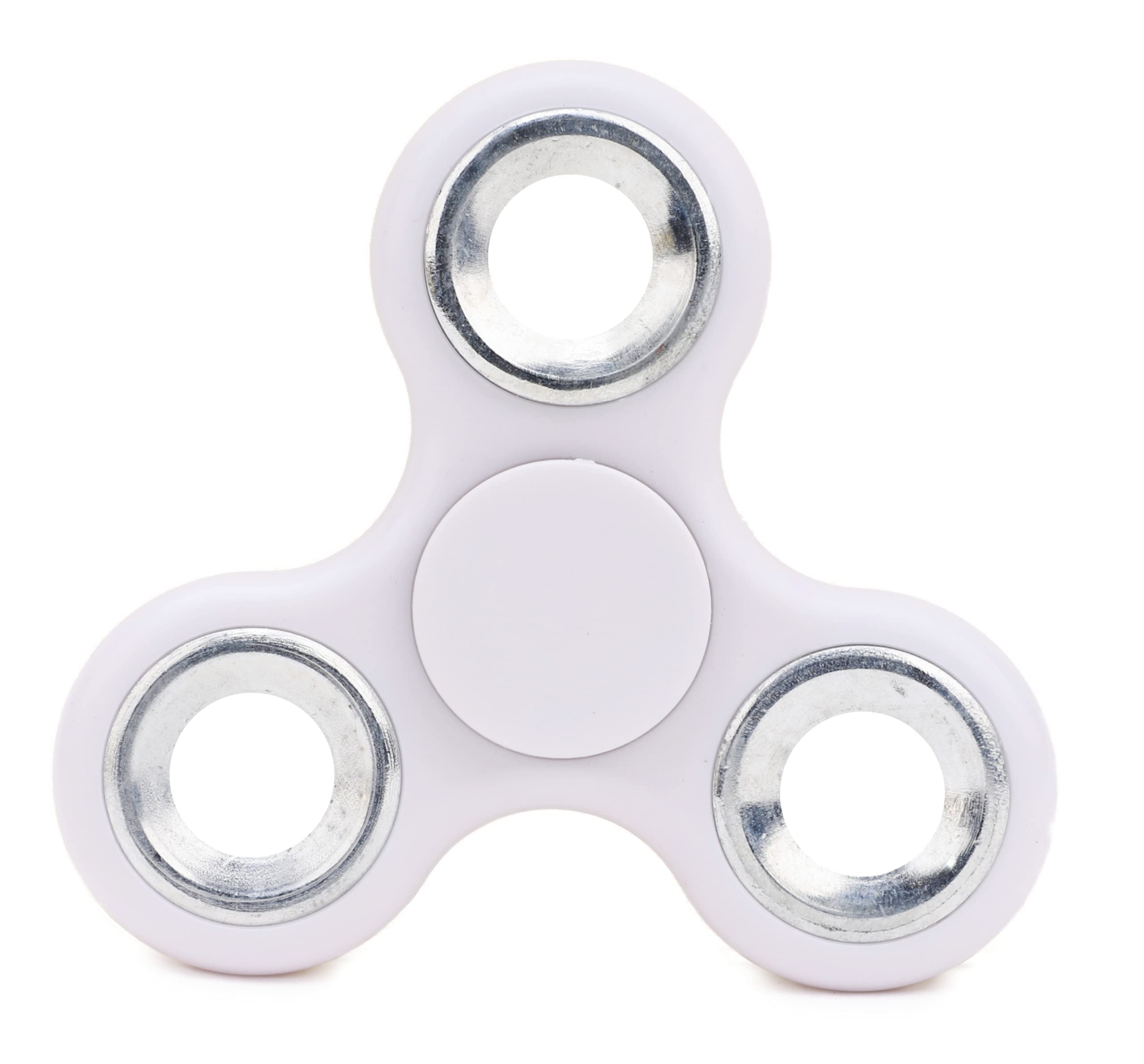Toyland® Fidget Hand Spinner - Stress and Anxiety Relief - Assorted Colours (White & Silver Rings)