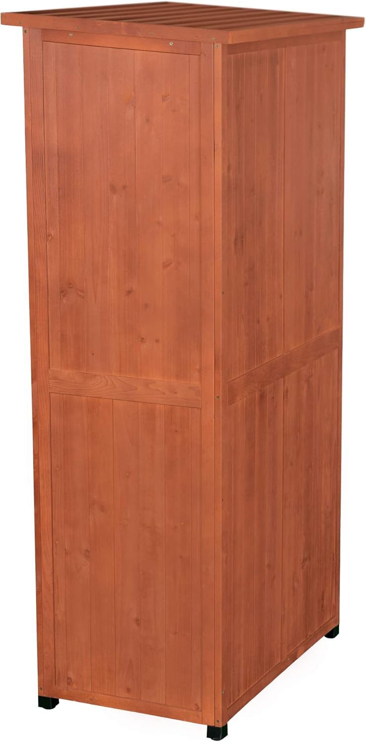 suncast pt4500 cedar potting bench on Amazon Com Leisure Season Vss3005 Vertical Storage Shed Brown Indoor And Outdoor Wooden Equipment Closet Lockable Lawn Garden Backyard Patio Tool Cabinet Organizer Large Locker With Door And