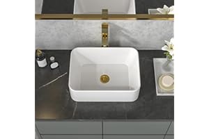 Sarlai Vessel Sink Rectangular - 16x 12 Inch White Bathroom Sink Above Counter Rectangle Modern Porcelain Ceramic Bathroom Vessel Vanity Sink Art Basin Glossy White