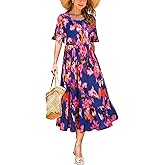 STYLEWORD Women's Summer 2026 Casual Short Sleeve Tiered Flowy Spring Dress Long Midi Beach Sundress Vacation Outfits