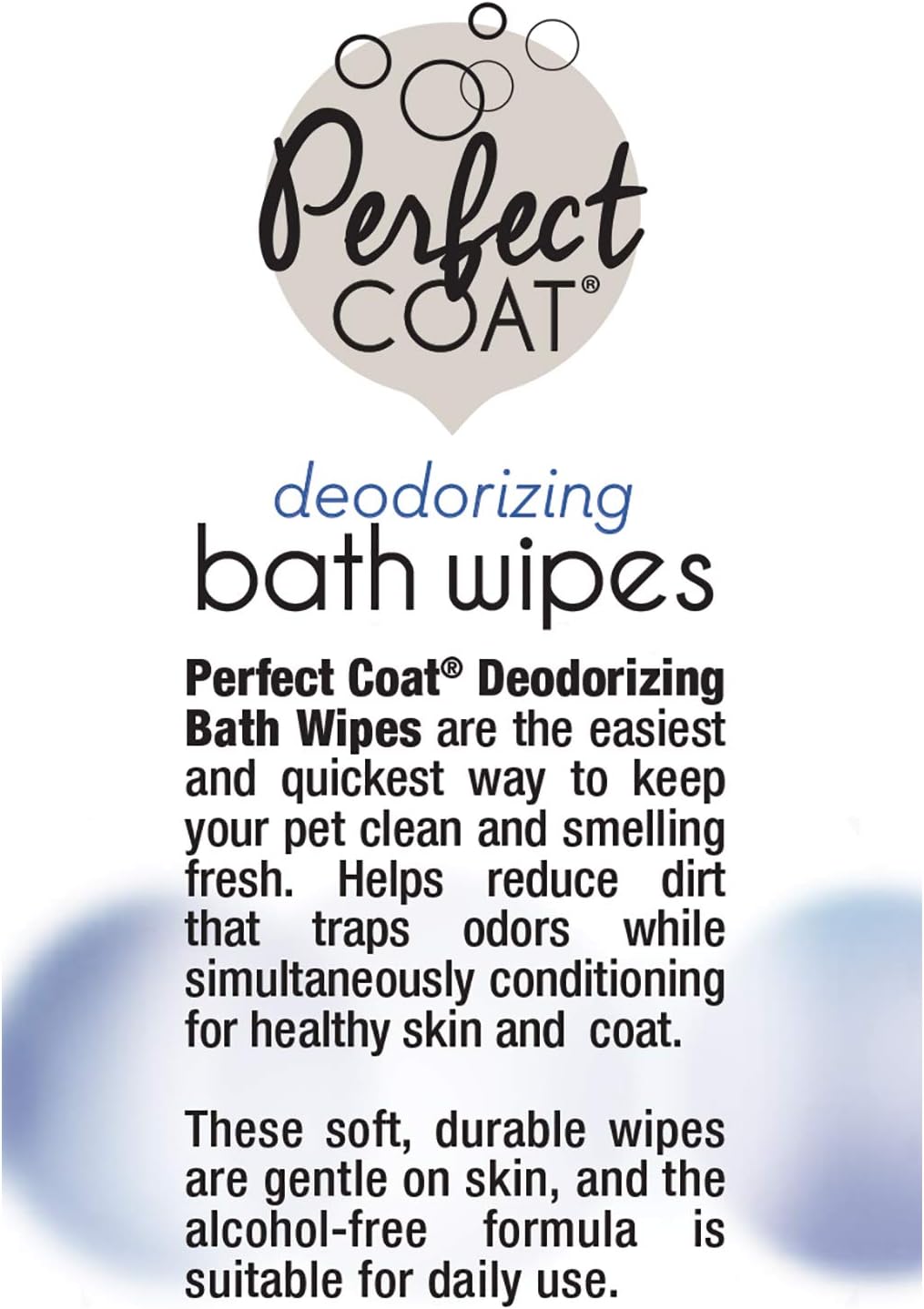 Pet Grooming Wipes : Perfect Coat Deodorizing Bath Wipes for Dogs, 100-Count (J7141TL)